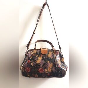 Patricia Nash Floral Satchel - Black and Brown